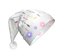 Unkhtt Colorful Hand Drawn Art With Boho Style Arrows Print Men Women Led Christmas Hat Santa For New Year And Xmas Festive Party Accessory