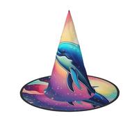 Unkhtt Colorful Starry Sky Ocean Dolphin Print Adults Festive Hat Carnival Party Cosplay Costume Comfortable Cap For Headwear