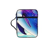 Unkhtt Colorful Starry Sky Ocean Dolphin Print Bible Storage Bag Scripture Holder Waterproof Cover Travel Church Everyday Storage