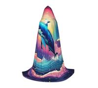 Unkhtt Colorful Starry Sky Ocean Dolphin Print Hooded Cloak Men Women Teens Kids For Carnival Costume Parties Halloween Cosplay