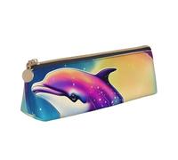 Unkhtt Colorful Starry Sky Ocean Dolphin Print Pencil Case Large Capacity Triangle Pouch for Pens Cases Student and School College