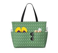 Unkhtt Cute green palm leaves Print Comfortable Travel Bag Beach Tote Summer Vacation Picnic Camping Stylish Accessory