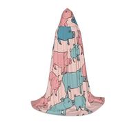 Unkhtt Cute Pigs Pattern Print Hooded Cloak Men Women Teens Kids For Carnival Costume Parties Halloween Cosplay