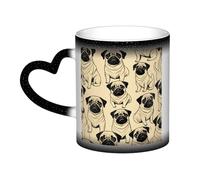 Unkhtt Cute Pug Dog Print Starry Sky Color Changing Mug Ceramic Coffee Gift Daily Home Office Birthday
