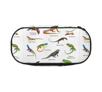 Unkhtt Different Types of Lizard Print Large Capacity Pencil Pen Pouch Students Dual Zip School Stationery Makeup Storage
