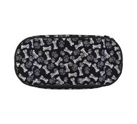 Unkhtt Dog Puppy Paw Print Large Capacity Pencil Pen Pouch Students Dual Zip School Stationery Makeup Storage