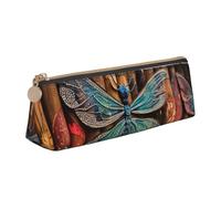 Unkhtt Dragonfly Fence Print Pencil Case Large Capacity Triangle Pouch for Pens Cases Student and School College