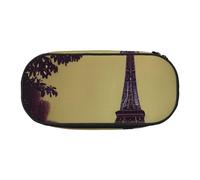 Unkhtt Eiffel Tower Paris Print Large Capacity Pencil Pen Pouch Students Dual Zip School Stationery Makeup Storage