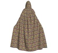 Unkhtt Ethnic Circles Floral Pattern Print Hooded Cloak Men Women Teens Kids For Carnival Costume Parties Halloween Cosplay