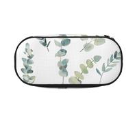 Unkhtt Eucalyptus Leaves Print Large Capacity Pencil Pen Pouch Students Dual Zip School Stationery Makeup Storage