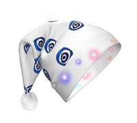 Unkhtt Evil Eyes Print Men Women Led Christmas Hat Santa For New Year And Xmas Festive Party Accessory