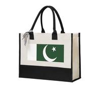 Unkhtt Flag Of Pakistan Print Women Canvas Tote Bag Gift Large Capacity For Travel School Office Shopping Bags