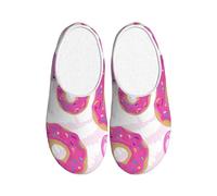 Unkhtt Flamingo and donuts Print Adult Slippers Soft Anti-Pilling Flannel Indoor House Non-Slip Sole Home Travel