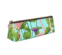 Unkhtt Flamingo Love Flowers Print Pencil Case Large Capacity Triangle Pouch for Pens Cases Student and School College