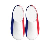Unkhtt French flag Print Adult Slippers Soft Anti-Pilling Flannel Indoor House Non-Slip Sole Home Travel
