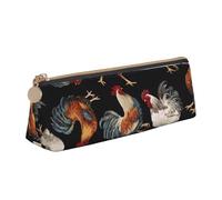 Unkhtt French Roosters Print Pencil Case Large Capacity Triangle Pouch for Pens Cases Student and School College