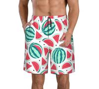 Unkhtt Fruits Watermelon Print Stylish Holiday Practical Beach Shorts Breathable Swim Trunks Summer Water Sports White