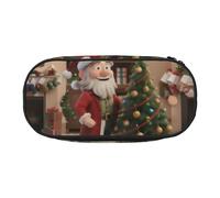 Unkhtt Funny Christmas Print Large Capacity Pencil Pen Pouch Students Dual Zip School Stationery Makeup Storage