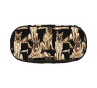 Unkhtt German Shepherd Dog Print Large Capacity Pencil Pen Pouch Students Dual Zip School Stationery Makeup Storage