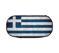 Unkhtt Greek Flag Print Large Capacity Pencil Pen Pouch Students Dual Zip School Stationery Makeup Storage