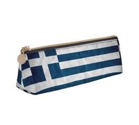 Unkhtt Greek Flag Print Pencil Case Large Capacity Triangle Pouch for Pens Cases Student and School College
