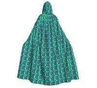 Unkhtt Green Aliens Print Adults 190cm Hooded Cloak Carnival Costume Cosplay Festivals Outdoor Celebrations