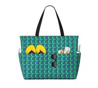Unkhtt Green aliens Print Comfortable Travel Bag Beach Tote Summer Vacation Picnic Camping Stylish Accessory