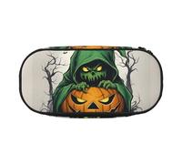 Unkhtt Green Ghost Horror Halloween Pumpkin 1 Print Large Capacity Pencil Pen Pouch Students Dual Zip School Stationery Makeup Storage