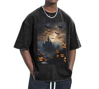 Unkhtt Halloween Flying Bats 3 Print Fresh Comfortable Funny Vintage Oversized T-Shirts Classic-Fit Freedom Movement Black
