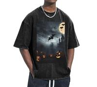 Unkhtt Halloween Flying Bats 4 Print Fresh Comfortable Funny Vintage Oversized T-Shirts Classic-Fit Freedom Movement Black