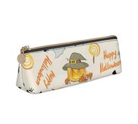 Unkhtt Halloween Pumpkin and Owl Print Pencil Case Large Capacity Triangle Pouch for Pens Cases Student and School College