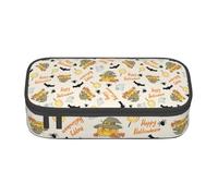 Unkhtt Halloween Pumpkin and Owl Print Student Pencil Case 8.3 X 2 X 3.7in Pencil Pouch School Office Travel Pen Bag