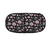 Unkhtt Halloween Pumpkin Cat Print Large Capacity Pencil Pen Pouch Students Dual Zip School Stationery Makeup Storage