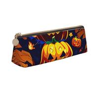 Unkhtt Halloween Pumpkin Print Pencil Case Large Capacity Triangle Pouch for Pens Cases Student and School College