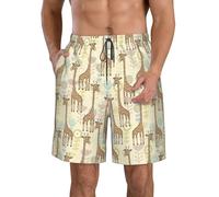 Unkhtt Hand Drawn Giraffes Print Stylish Holiday Practical Beach Shorts Breathable Swim Trunks Summer Water Sports White