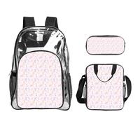 Unkhtt Hand Painted Dragonfly Print Unisex Transparent Backpack Set For School Travel Outdoor Clear Lunch Pen Bag
