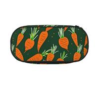 Unkhtt Happy Carrot Print Large Capacity Pencil Pen Pouch Students Dual Zip School Stationery Makeup Storage