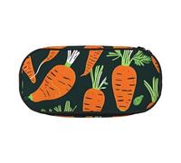 Unkhtt Happy Carrot Seamless Pattern Print Large Capacity Pencil Pen Pouch Students Dual Zip School Stationery Makeup Storage