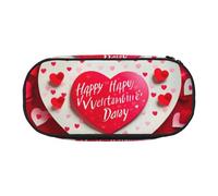 Unkhtt Happy Valentine's Day Print Large Capacity Pencil Pen Pouch Students Dual Zip School Stationery Makeup Storage