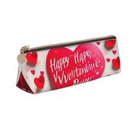 Unkhtt Happy Valentine's Day Print Pencil Case Large Capacity Triangle Pouch for Pens Cases Student and School College