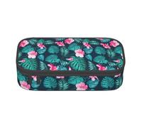 Unkhtt Hawaii Pink Flower Print Student Pencil Case 8.3 X 2 X 3.7in Pencil Pouch School Office Travel Pen Bag
