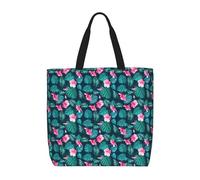 Unkhtt Hawaii Pink Flower Print Stylish Lightweight Bag Unisex Grocery Bag Functional Daily Use Travel Beach Work