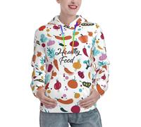 Unkhtt Healthy Food Print Ladies Hoodies For Autumn Winter Casual Pullover Lightweight Fashion Sweatshirts Black