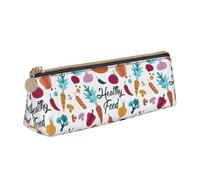 Unkhtt Healthy Food Print Pencil Case Large Capacity Triangle Pouch for Pens Cases Student and School College