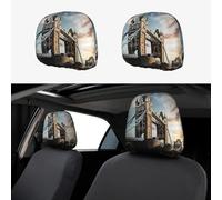 Unkhtt Historic Old Tower Bridge London Print 2 Pcs Car Headrest Covers Comfort Style Soft Seat Cushion for Cars Accessories
