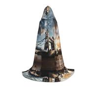 Unkhtt Historic Old Tower Bridge London Print Hooded Cloak Men Women Teens Kids For Carnival Costume Parties Halloween Cosplay