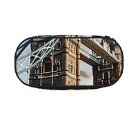 Unkhtt Historic Old Tower Bridge London Print Large Capacity Pencil Pen Pouch Students Dual Zip School Stationery Makeup Storage