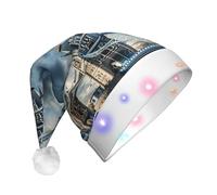 Unkhtt Historic Old Tower Bridge London Print Men Women Led Christmas Hat Santa For New Year And Xmas Festive Party Accessory