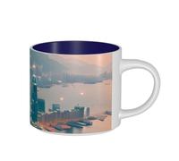 Unkhtt Hong Kong Print Large Capacity Ceramic Coffee Kitchen Home Office Adults Birthday Mugs Gift Sets