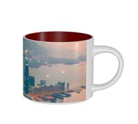 Unkhtt Hong Kong Print Large Capacity Ceramic Coffee Kitchen Home Office Adults Birthday Mugs Gift Sets